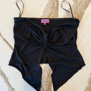 Edikted Black Twist-Front Bandeau Top